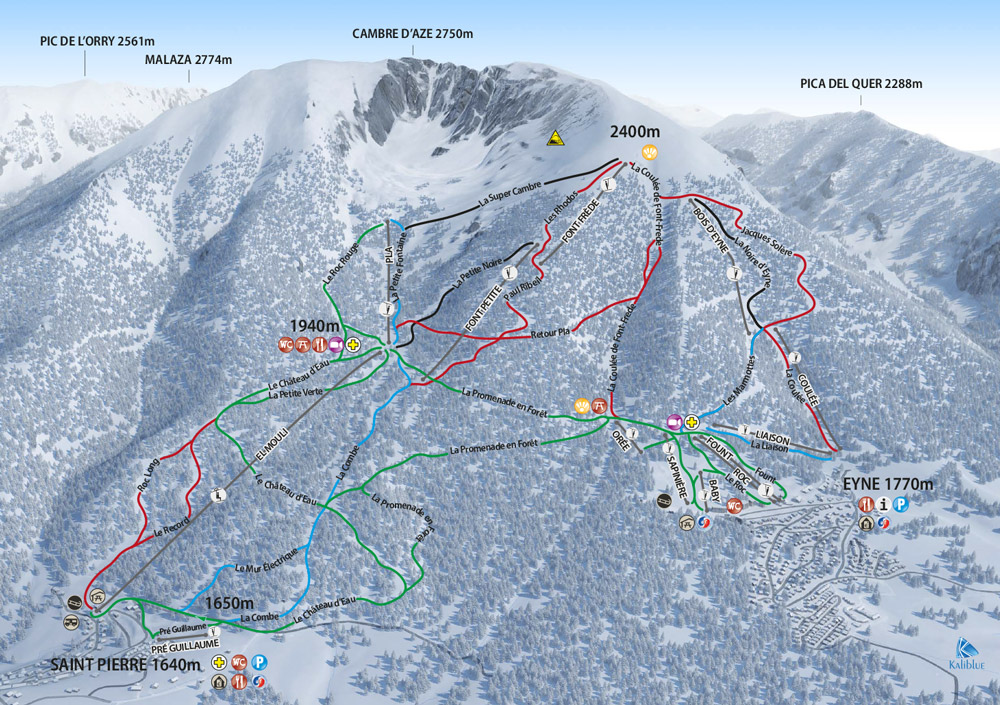 Plan des pistes au Cambre d'Aze