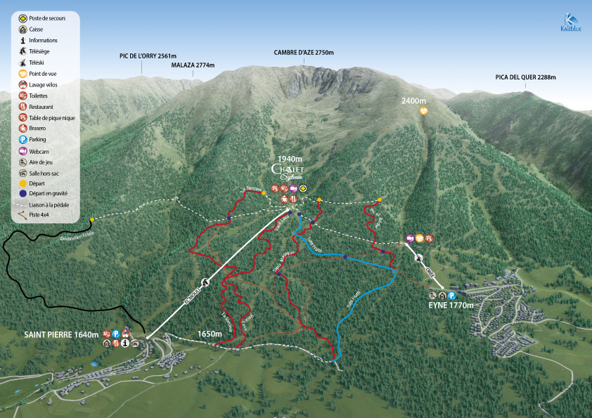 Plan des pistes VTT du Cambre d'Aze