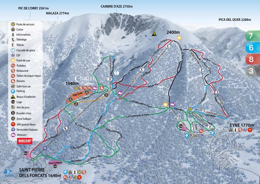 Plan des pistes au Cambre d'Aze